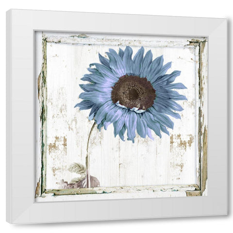 Blue Sunflower Redux II White Modern Wood Framed Art Print by Sommers, Mindy