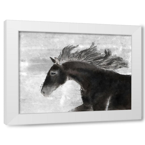 Black Horse White Modern Wood Framed Art Print by Sommers, Mindy