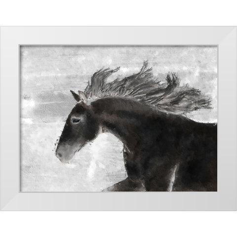 Black Horse White Modern Wood Framed Art Print by Sommers, Mindy