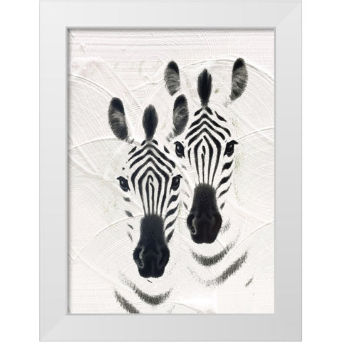 Zebras White Modern Wood Framed Art Print by Sommers, Mindy