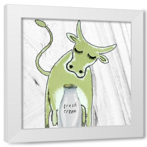 Green Cow White Modern Wood Framed Art Print by Sommers, Mindy