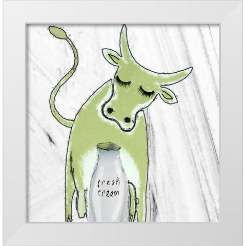 Green Cow White Modern Wood Framed Art Print by Sommers, Mindy