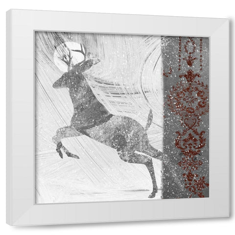 Silver Deer II White Modern Wood Framed Art Print by Sommers, Mindy