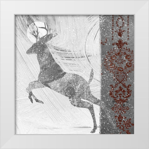 Silver Deer II White Modern Wood Framed Art Print by Sommers, Mindy