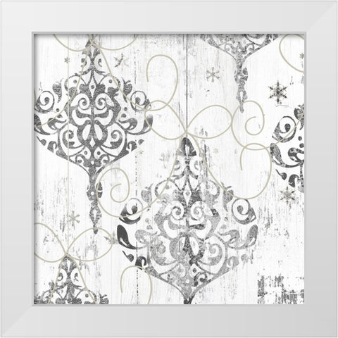 Damask Christmas White Modern Wood Framed Art Print by Sommers, Mindy