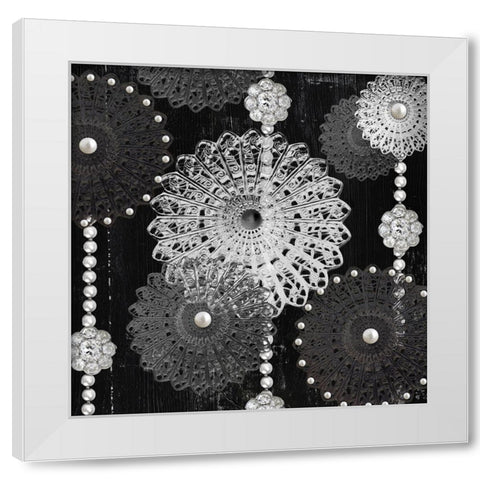 Filigree Snowflakes White Modern Wood Framed Art Print by Sommers, Mindy