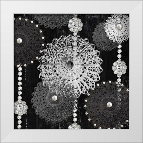 Filigree Snowflakes White Modern Wood Framed Art Print by Sommers, Mindy