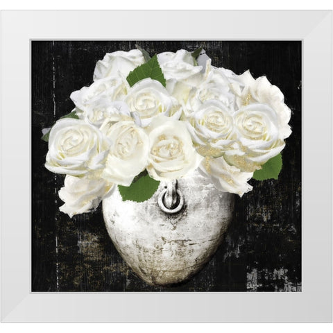 December Roses White Modern Wood Framed Art Print by Sommers, Mindy