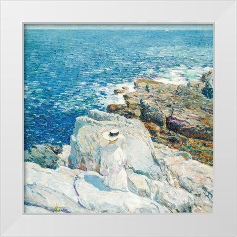 The South Ledges, Appledore  White Modern Wood Framed Art Print by Childe Hassam, Frederick