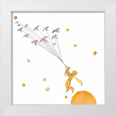 Petit Prince I White Modern Wood Framed Art Print by De Saint-Exupery, Antoine