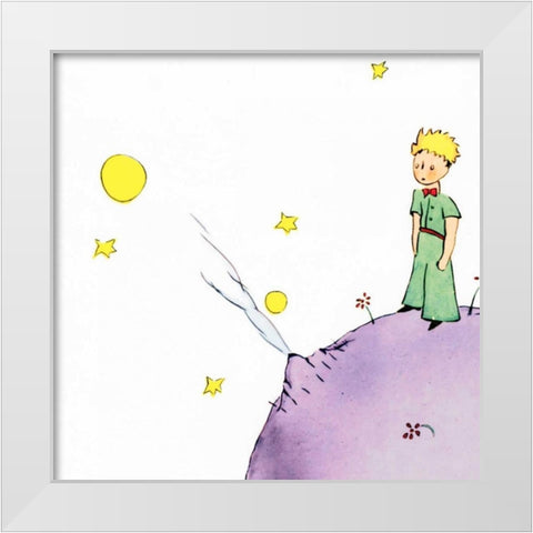 Petit Prince III White Modern Wood Framed Art Print by De Saint-Exupery, Antoine
