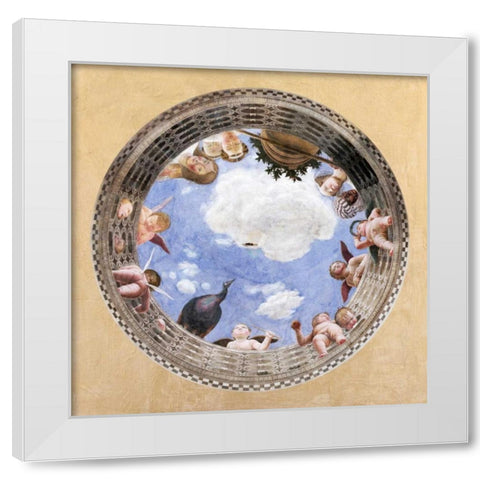 Camera degli sposi White Modern Wood Framed Art Print by Mantegna, Andrea