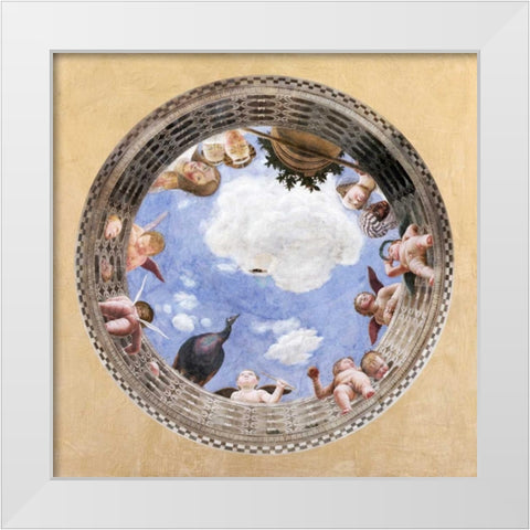 Camera degli sposi White Modern Wood Framed Art Print by Mantegna, Andrea