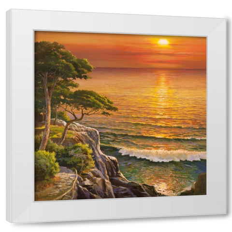 Tramonto sul Mediterraneo White Modern Wood Framed Art Print by Galasso, Adriano