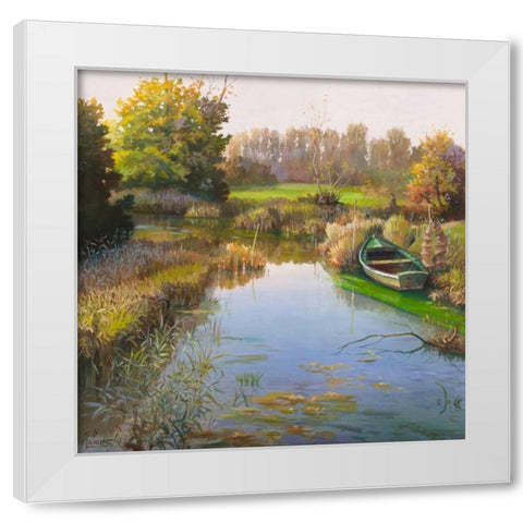 Sul fiume White Modern Wood Framed Art Print by Galasso, Adriano