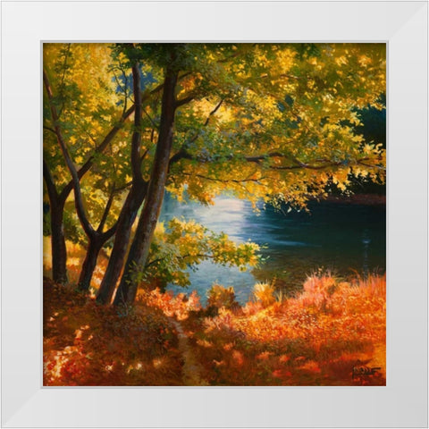 Radura sul fiume White Modern Wood Framed Art Print by Galasso, Adriano