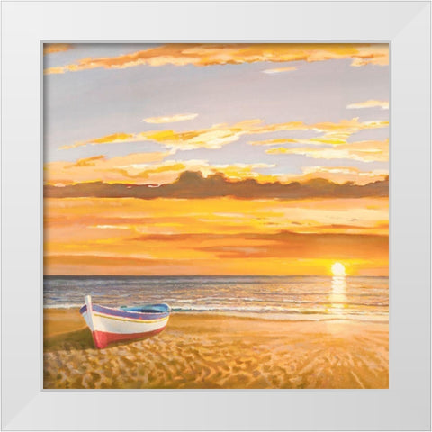 Tramonto sulla battigia (detail) White Modern Wood Framed Art Print by Galasso, Adriano
