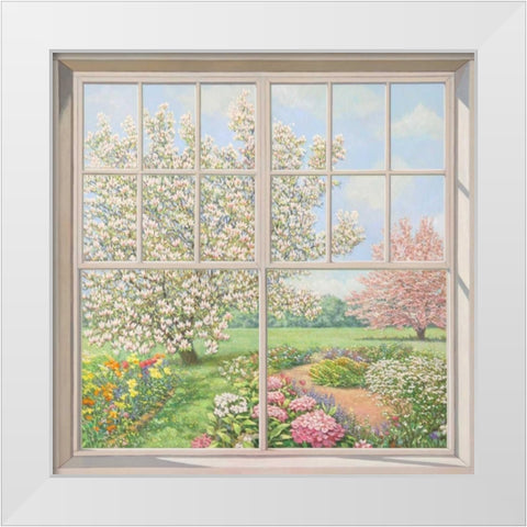 Finestra sul giardino White Modern Wood Framed Art Print by Del Missier, Andrea