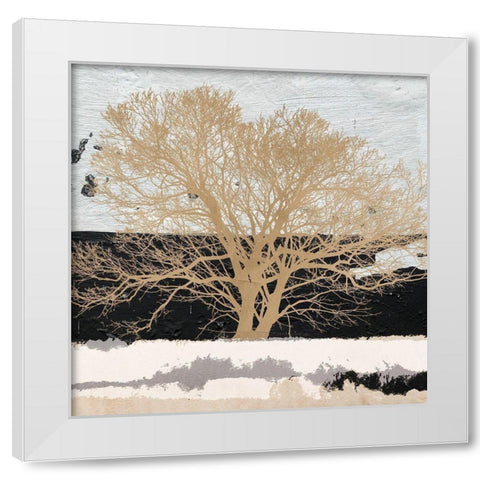 Golden Tree (detail) White Modern Wood Framed Art Print by Alessio, Aprile
