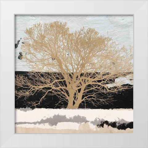 Golden Tree (detail) White Modern Wood Framed Art Print by Alessio, Aprile