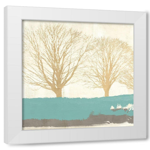 Tree Lines Gold White Modern Wood Framed Art Print by Alessio, Aprile