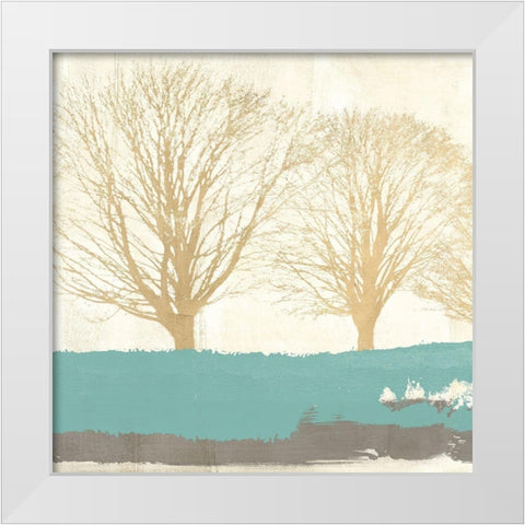 Tree Lines Gold White Modern Wood Framed Art Print by Alessio, Aprile