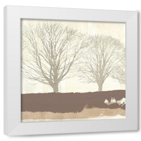 Tree Lines Neutral White Modern Wood Framed Art Print by Alessio, Aprile