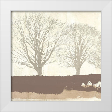 Tree Lines Neutral White Modern Wood Framed Art Print by Alessio, Aprile