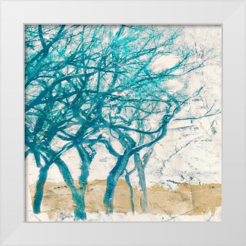 Turquoise Trees I White Modern Wood Framed Art Print by Alessio, Aprile