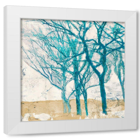 Turquoise Trees II White Modern Wood Framed Art Print by Alessio, Aprile