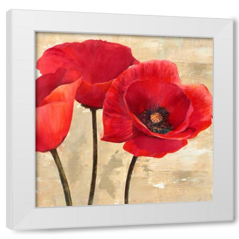Red Poppies White Modern Wood Framed Art Print by Ann, Cynthia