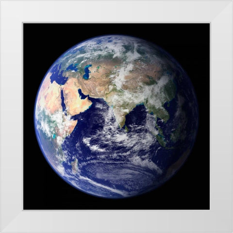 Earth View from Space (Asia) White Modern Wood Framed Art Print by Nasa