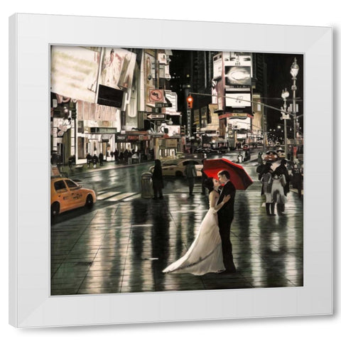 Romance in New York White Modern Wood Framed Art Print by Benson, Pierre