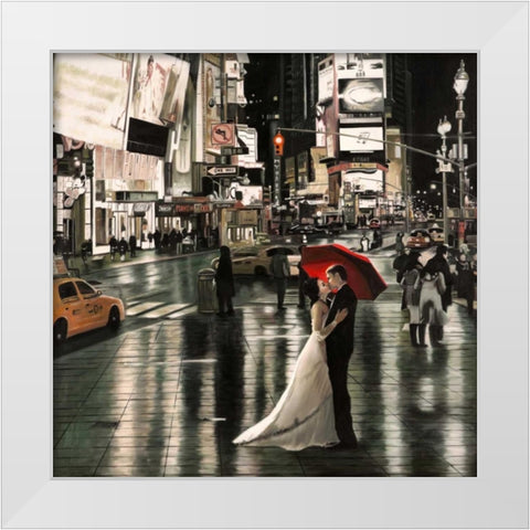 Romance in New York White Modern Wood Framed Art Print by Benson, Pierre