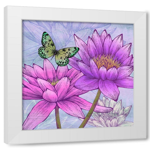 Nympheas and Butterflies (detail) White Modern Wood Framed Art Print by Grant, Eve C.