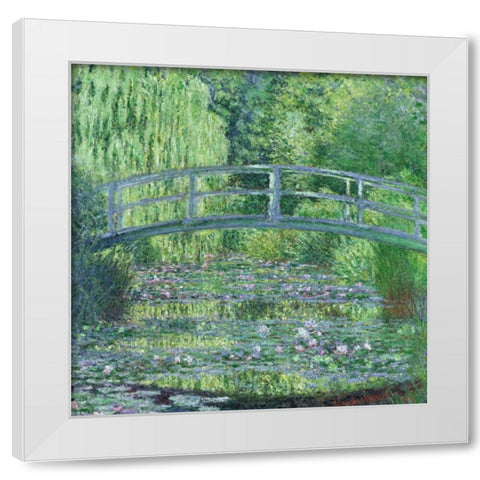 The Waterlily Pond- Green Harmony White Modern Wood Framed Art Print by Monet, Claude