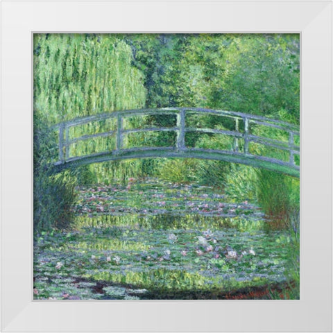 The Waterlily Pond- Green Harmony White Modern Wood Framed Art Print by Monet, Claude