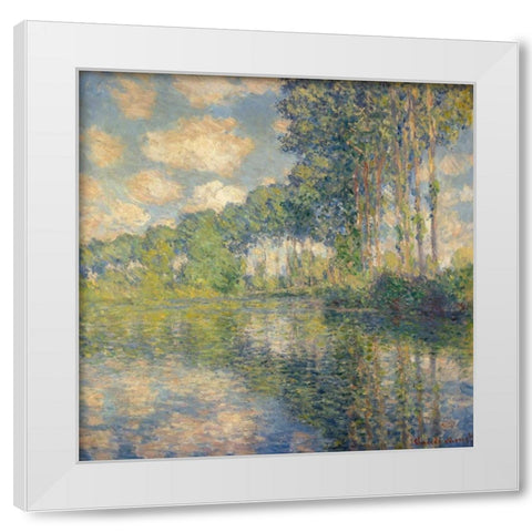 Poplars on the Epte White Modern Wood Framed Art Print by Monet, Claude