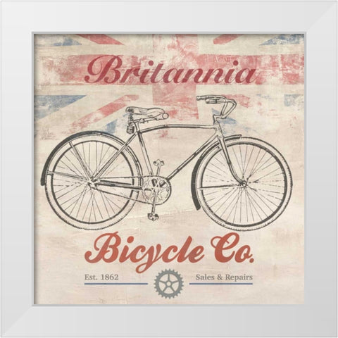 UK Bikes White Modern Wood Framed Art Print by Teller, Skip