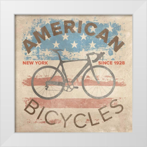American Bikes White Modern Wood Framed Art Print by Teller, Skip