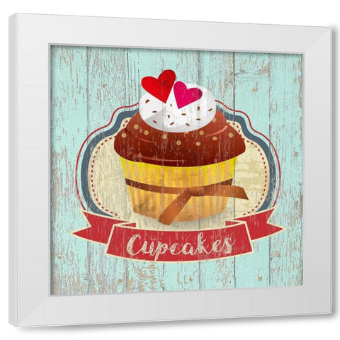 Cupcakes White Modern Wood Framed Art Print by Skip Teller