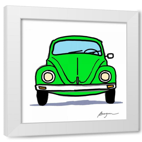 Green Bug White Modern Wood Framed Art Print by Beyon, Carlos