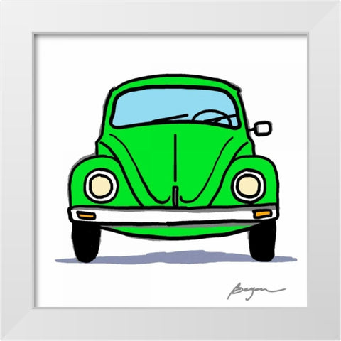 Green Bug White Modern Wood Framed Art Print by Beyon, Carlos