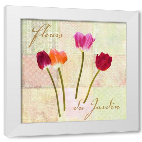 Fleurs du Jardin White Modern Wood Framed Art Print by Dellal, Remy