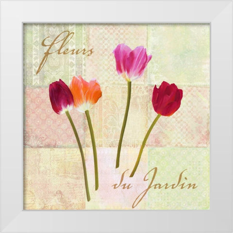 Fleurs du Jardin White Modern Wood Framed Art Print by Dellal, Remy