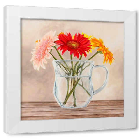 Fleurs et Vases Jaune I White Modern Wood Framed Art Print by Dellal, Remy