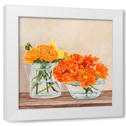 Fleurs et Vases Jaune II White Modern Wood Framed Art Print by Dellal, Remy