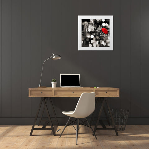 A Kiss in the Night- detail (BW) White Modern Wood Framed Art Print by Loumer, Dianne