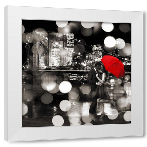 A Kiss in the Night- detail (BW) White Modern Wood Framed Art Print by Loumer, Dianne