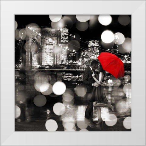 A Kiss in the Night- detail (BW) White Modern Wood Framed Art Print by Loumer, Dianne